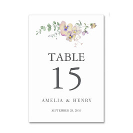 Numeração De Mesa Viola & Eucalyptus Floral Wedding Table Number