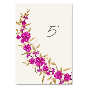 Numeração De Mesa Violeta Flor de Jardim de Trombeta Selvagem Casame