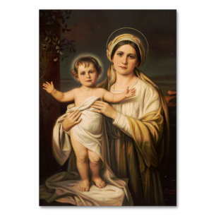 Numeração De Mesa Virgem Maria segurando o menino Jesus