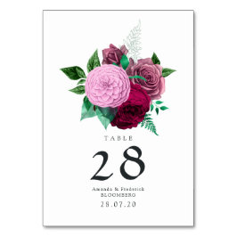 Numeração De Mesa Viva Magenta Floral Wedding