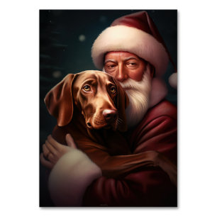 Numeração De Mesa Vizsla com Papai Noel Natal Festivo