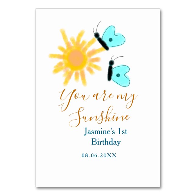 Numeração De Mesa Você é minha borboleta azul-alaranjada (Frente)