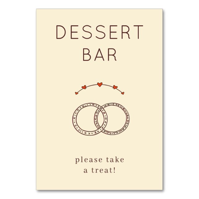 Numeração De Mesa Warm Beige Minimalist Wedding Rings (Frente)