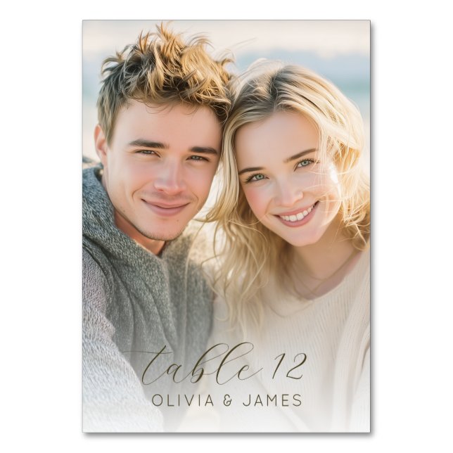 Numeração De Mesa Warm Beige Romantic Photo (Verso)