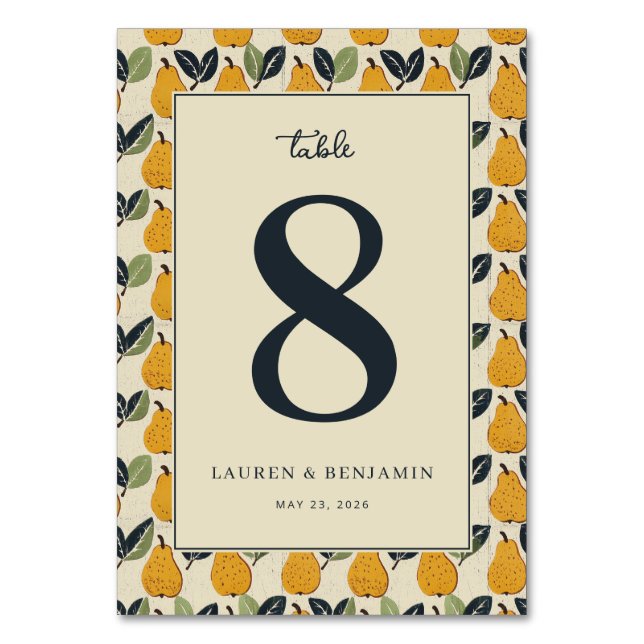 Numeração De Mesa Warm Cream Pear Illustration (Frente)