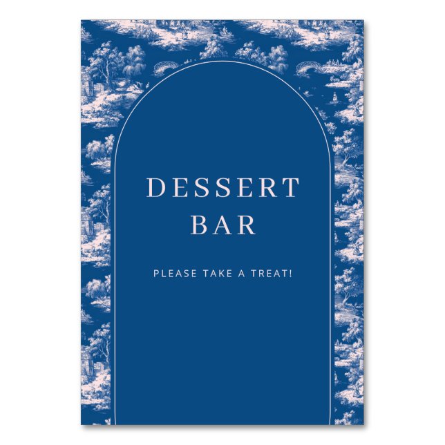 Numeração De Mesa Warm Navy Tapestry Dessert Bar Sign (Frente)