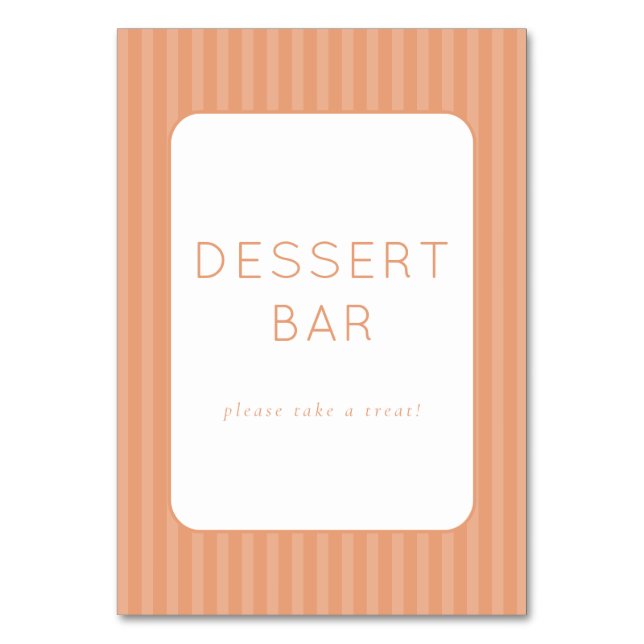 Numeração De Mesa Warm Peach Minimalist Dessert Bar Sign (Frente)