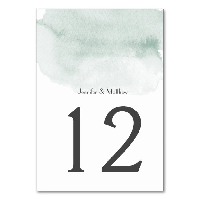 Numeração De Mesa Wasabi Green Watercolor Wash | (Frente)