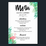 Numeração De Mesa Watercolor Flamingo & Palm Leaves Menu de Casament<br><div class="desc">O menu de casamento Flamingo, na forma de um cartão de mesa, impresso em ambos os lados, para que você possa adicioná-lo facilmente aos seus titulares de cartão de mesa. O cardápio do casamento apresenta um flamingo rosa entre o verde, que é uma fonte encantadora. Adicione seu menu de casamento,...</div>