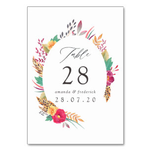 Numeração De Mesa Watercolor Floral Safari Wedding