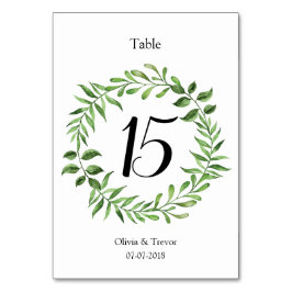 Numeração De Mesa Watercolor Greenery Green Wreath
