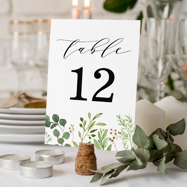 Numeração De Mesa Watercolor Greenery Wedding (Criador carregado)