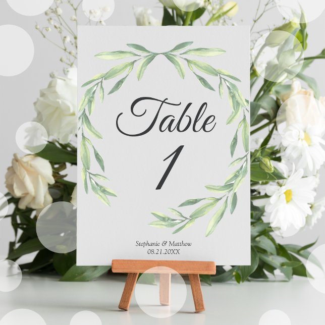 Numeração De Mesa Watercolor Greenery Wedding (Criador carregado)