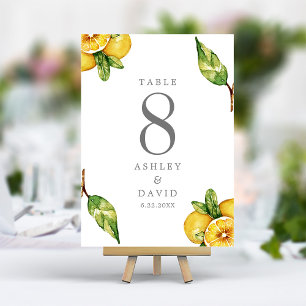 Numeração De Mesa Watercolor Lemons Citrus Modern Limoncello Wedding