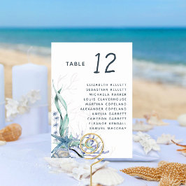 Numeração De Mesa Watercolor Modern Ocean Beach Weding Seating