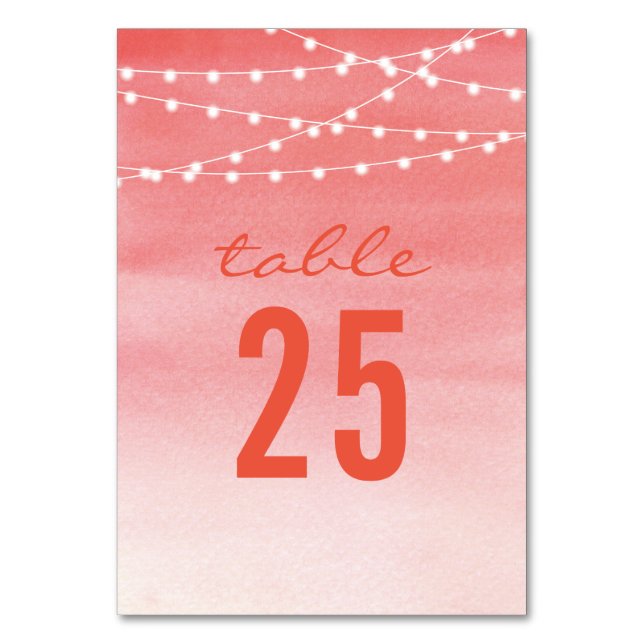 Numeração De Mesa Watercolor String Luzes Casamento (Frente)