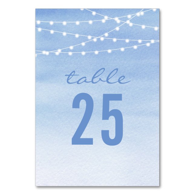 Numeração De Mesa Watercolor String Luzes Casamento (Frente)