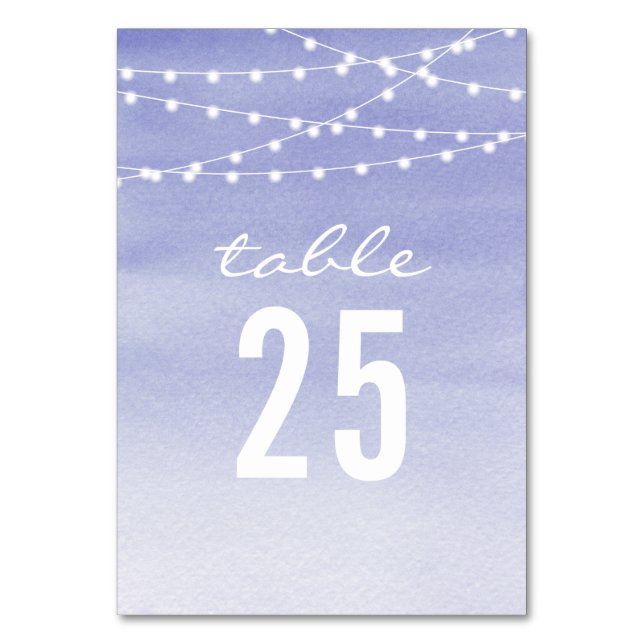Numeração De Mesa Watercolor String Luzes Casamento (Frente)