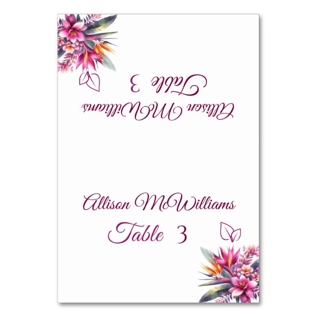 Numeração De Mesa Watercolor Tropical Bliss-Vegetarian-Casamento- (Frente)