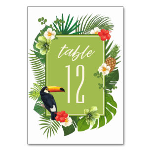 Numeração De Mesa Watercolor Tropical w/Toucan Green ID577