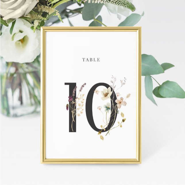 Numeração De Mesa Watercolor Wildflower Wedding Table Number 10 (Criador carregado)