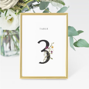 Numeração De Mesa Watercolor Wildflower Wedding Table Número 3