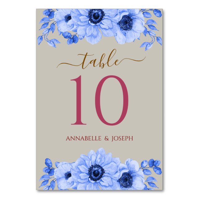 Numeração De Mesa watercolors Florals Modern Botanical Wedding (Frente)