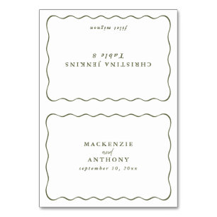Numeração De Mesa Wavy Frame Wedding Nome de Convidado Personalizado