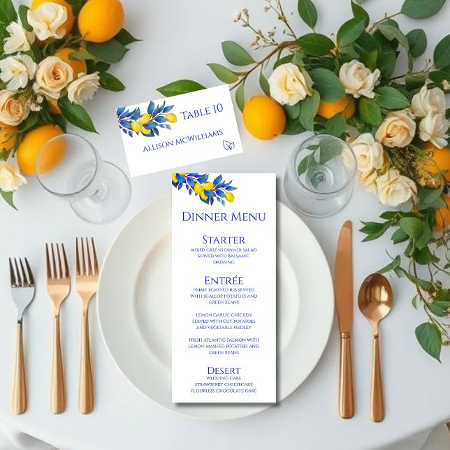 Numeração De Mesa Wedding Place card-Mediterrânica- (Lemons-Wedding Place card-Mediterranean with meal icons)