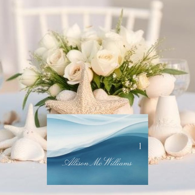Numeração De Mesa Wedding Place Cards-Serene Blue (Wedding Place Cards-Serene Blue Table Number )