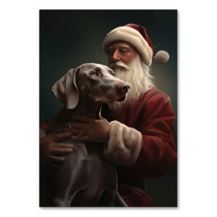 Numeração De Mesa Weimaraner com Papai Noel Natal Festivo