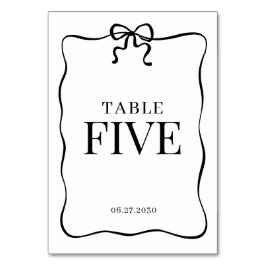 Numeração De Mesa Whimsical Black Bow Tie Monogram Wedding