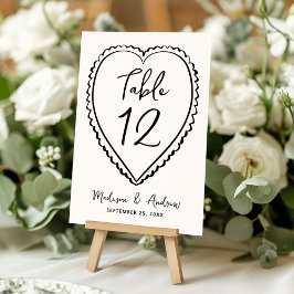 Numeração De Mesa Whimsical Black Heart Wedding