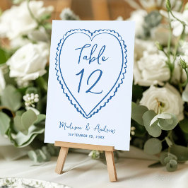 Numeração De Mesa Whimsical Blue Heart Wedding
