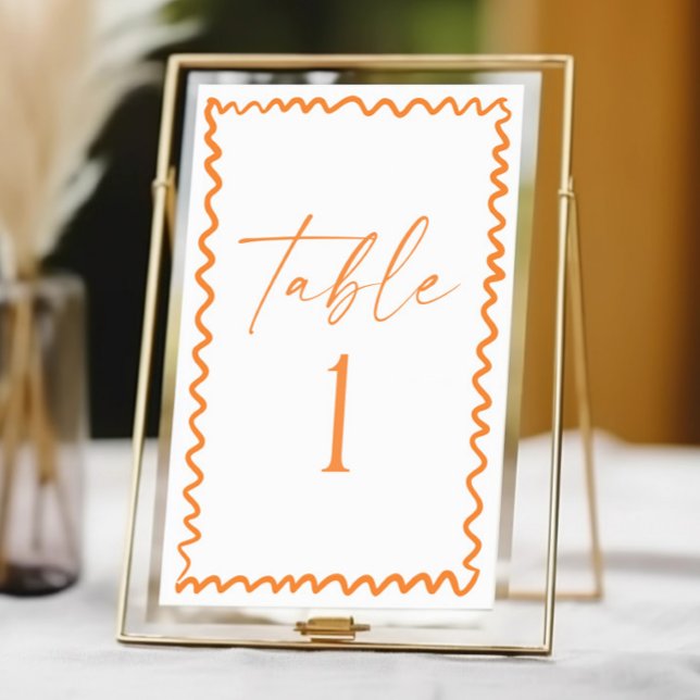 Numeração De Mesa Whimsical Citrus Orange Wavy Border Wedding (Criador carregado)