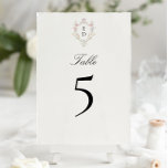 Numeração De Mesa Whimsical Elegant Rococo Floral Crest Monogram<br><div class="desc">Whimsical Elegant Rococo Floral Crest Monogram Table Number</div>