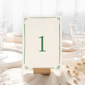 Numeração De Mesa Whimsical Hand Drawn Green