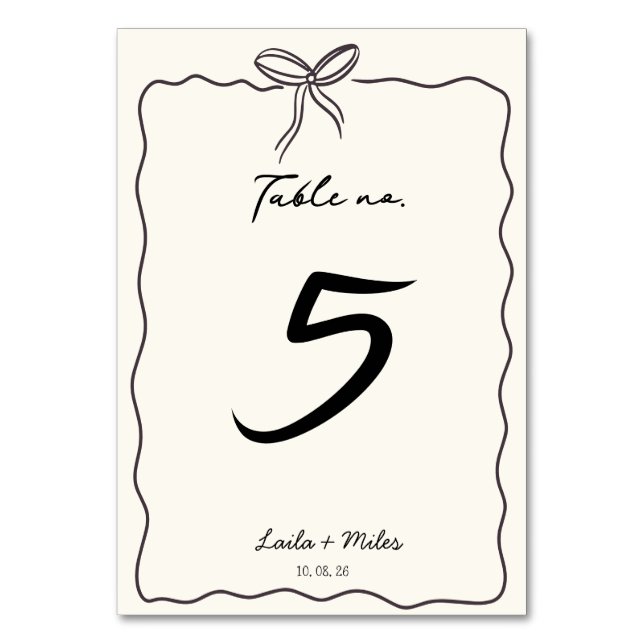 Numeração De Mesa Whimsical Hand drawn Wedding (Frente)