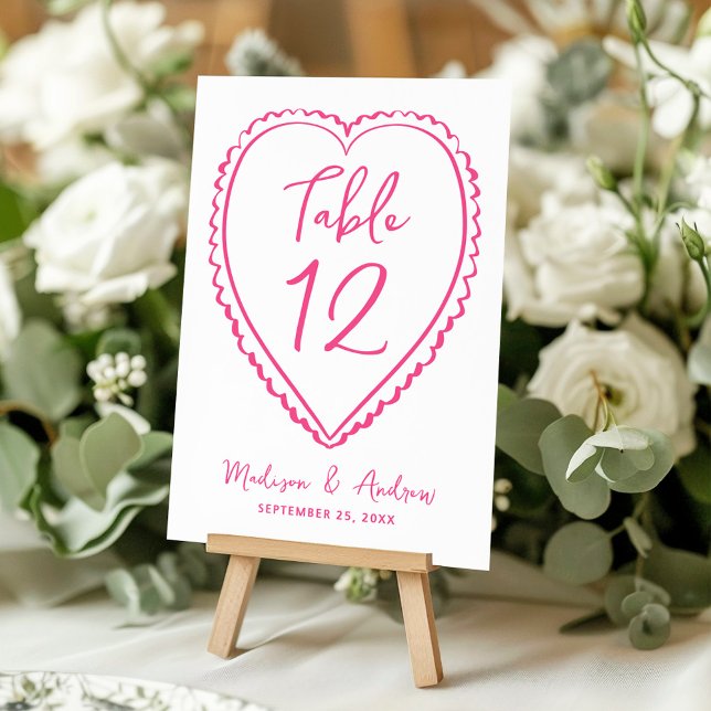Numeração De Mesa Whimsical Pink Heart Wedding (Criador carregado)