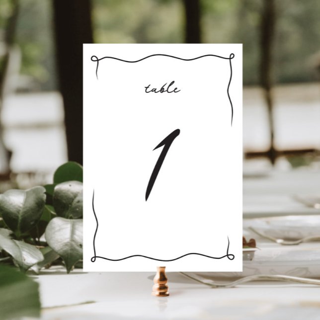 Numeração De Mesa Whimsical Quirky Minimalist Desenhou Casamento na  (Criador carregado)