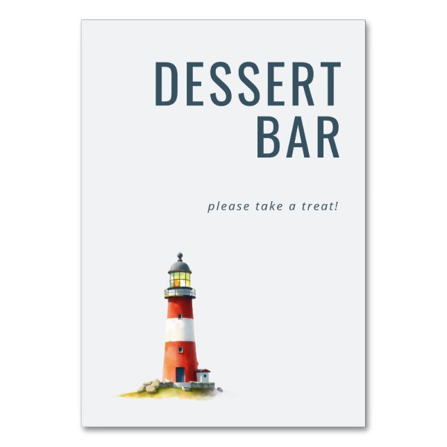 Numeração De Mesa Whimsical Red and White Lighthouse Watercolor (Frente)