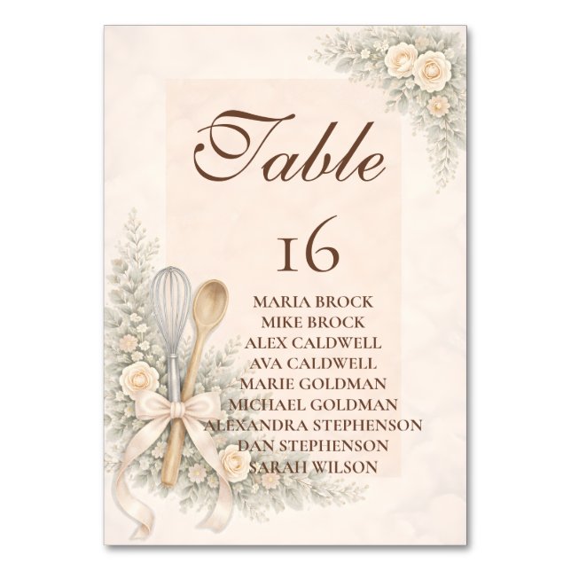 Numeração De Mesa Whisked Away Rustic Baking Bridal Shower (Frente)