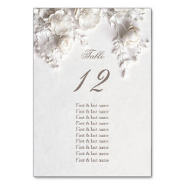 Numeração De Mesa White 3D Roses Wedding Guest Names