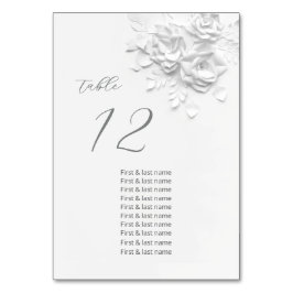 Numeração De Mesa White 3D Roses Wedding Guest Names 