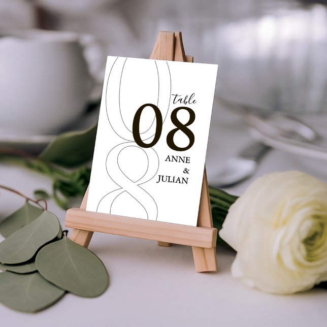 Numeração De Mesa White and BrownModern Wedding Table Number Card  (Criador carregado)