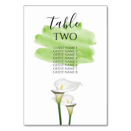 Numeração De Mesa White Calla Lily Watercolor Casamento Nomes de Con