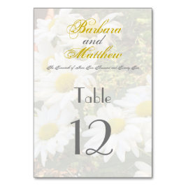 Numeração De Mesa White Daisies Yellow e Cinza Script Elegante