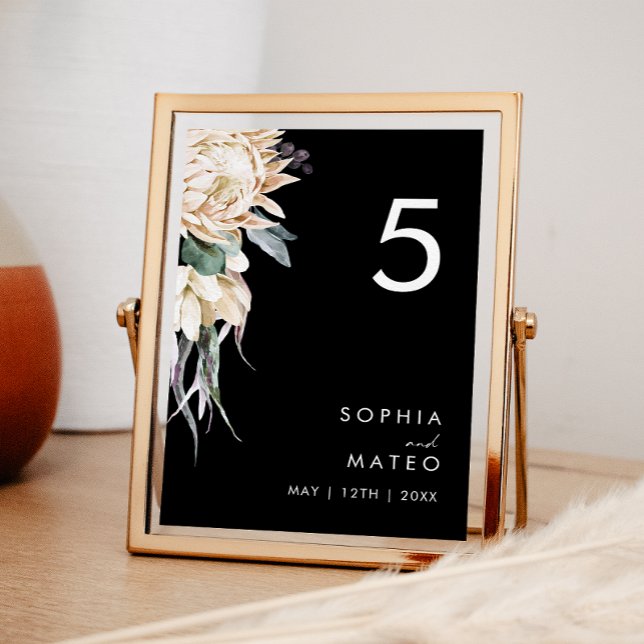 Numeração De Mesa White Floral | Número de Tabela Preta (Criador carregado)