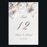 Numeração De Mesa White Sculptured Flowers Wedding<br><div class="desc">White sculptured 3D roses arched wedding table numbers card.</div>
