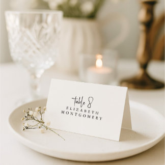 Numeração De Mesa White Simple Modern Wedding Calligraphy